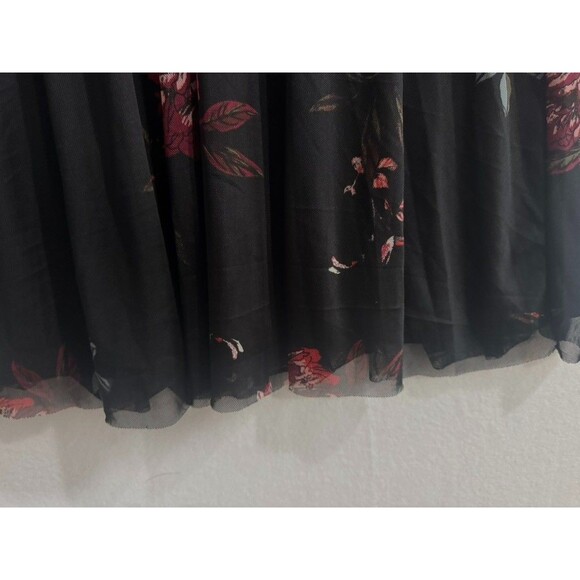 American Rag Black Red Floral Mini Dress Sheer Long Sleeve Boho Romantic Size S - Picture 6 of 14